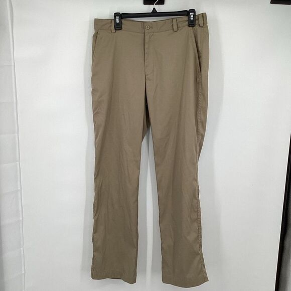 Mens Nike‎ Performance Golf Pants 34x32 khaki flat front - Picture 1 of 3